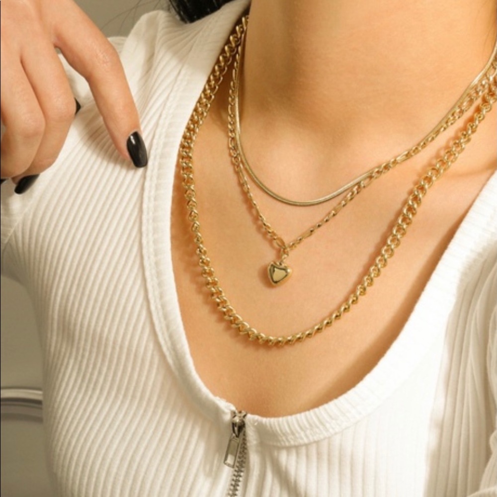 Heart Pendant Multi layer Necklace